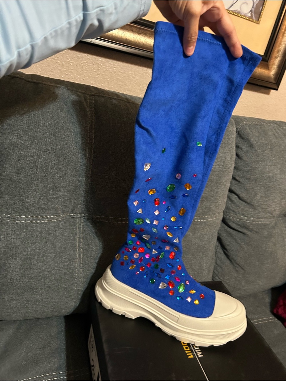 Cape Robbin Royal Blue Over-the-Knee Jewel Embellished Boots